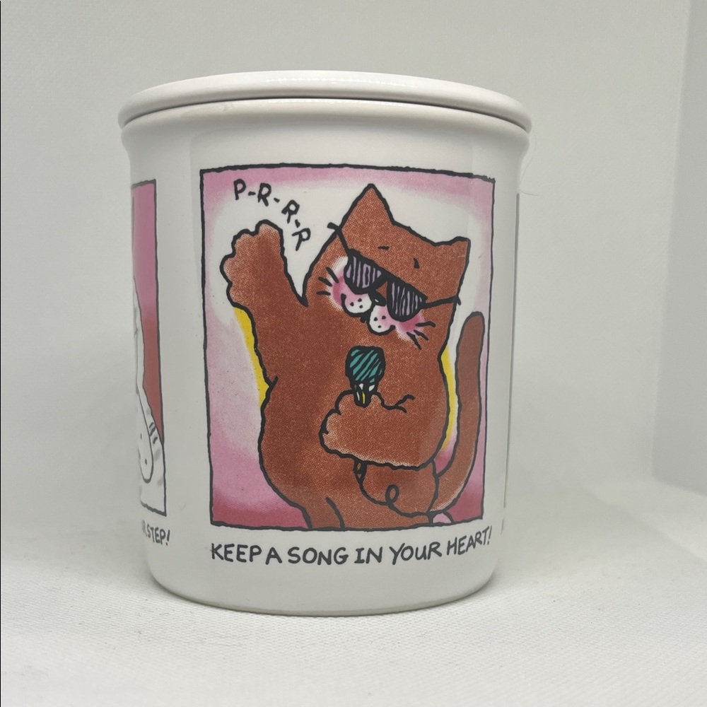Vintage Hallmark Mug Mates Colorful Cat Mug with lid